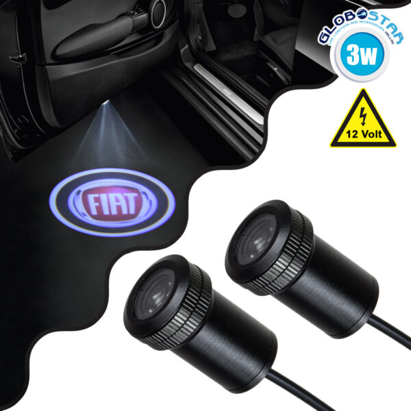 GloboStar® 81606 FIAT Ghost Car Brand Logo Projector – Προτζέκτορας Προβολής Μάρκας Αυτοκινήτου LED CREE XHP35 3W 240lm 120° DC 12V IP20 Ψυχρό Λευκό 6000K