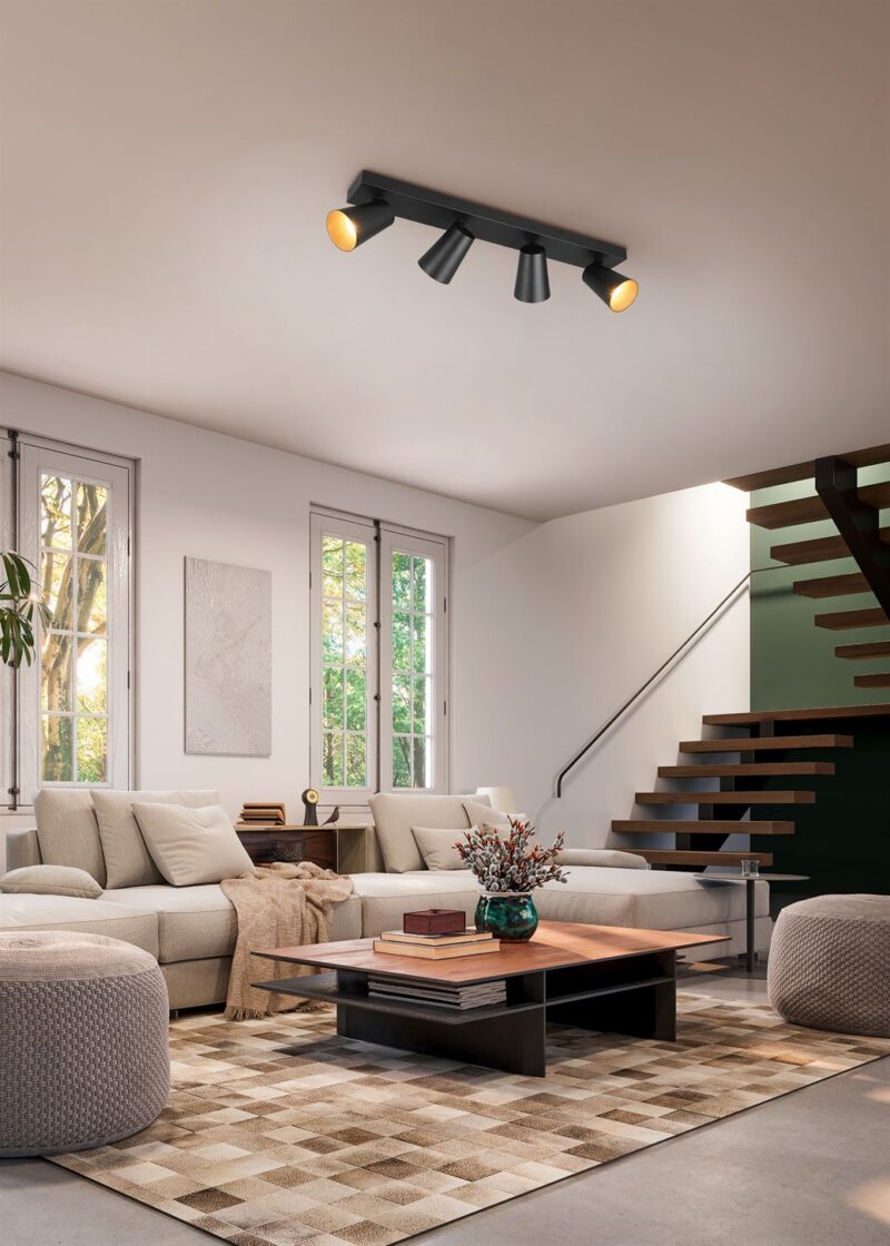 Πολύφωτο Σποτ Οροφής 4xGU10 Μαύρο Trio Lighting – 817100432