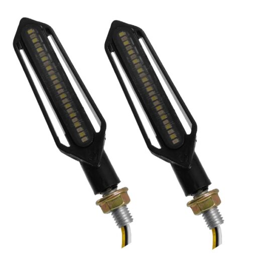 LED Φλάς Σετ 2 Τεμαχίων Μοτοσυκλέτας Knife με 23 SMD 2 Λειτουργιών Λευκό 6000k για Φώτα Ημέρας & Πορτοκαλί για Φλας GloboStar 81757
