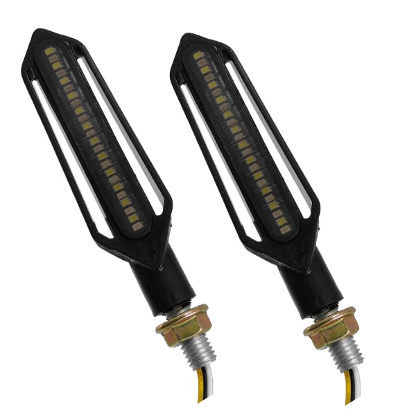 LED Φλάς Σετ 2 Τεμαχίων Μοτοσυκλέτας Knife με 23 SMD 2 Λειτουργιών Λευκό 6000k για Φώτα Ημέρας & Πορτοκαλί για Φλας GloboStar 81757