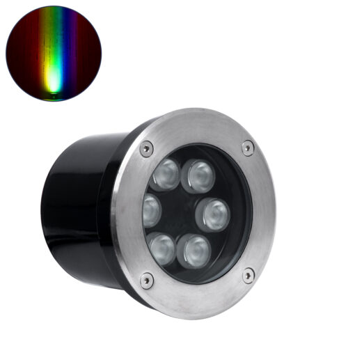 GloboStar® UNDERGROUND-TINA 90666 Χωνευτό Φωτιστικό Σποτ Δαπέδου LED 9W 945lm 30° DC 24V Αδιάβροχο IP65 Φ12 x Υ9cm Πολύχρωμο RGBW DMX512 – Ανοξείδωτο Ατσάλι – 3 Years Warranty