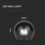 LED Φωτιστικό Τοίχου Στρογγυλό 6W V-TAC Μαύρο Αδιάβροχο IP65 SMD Θερμό Λευκό 3000Κ – 8303