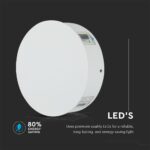 LED Φωτιστικό Τοίχου 4W V-TAC Λευκό Στρογγυλό Αδιάβροχο IP65 SMD Θερμό Λευκό 3000Κ – 8213