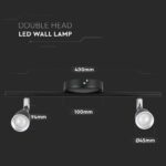 LED φωτιστικό οροφής διπλό 9W 3000K Θερμό λευκό Μαύρο σώμα V-TAC – 8267