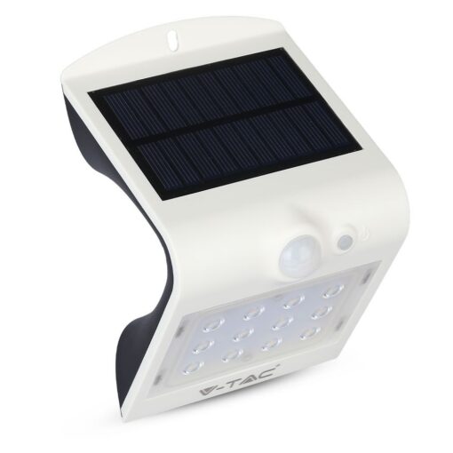 LED Ηλιακό Φωτιστικό 1.5W V-TAC με Αισθητήρα Αδιάβροχο IP65 Λευκό Πλαστικό Φυσικό Λευκό 4000K – 8276