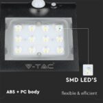 LED Ηλιακό Φωτιστικό 1.5W V-TAC με Αισθητήρα Αδιάβροχο IP65 Μαύρο Πλαστικό Φυσικό Λευκό 4000K – 8277