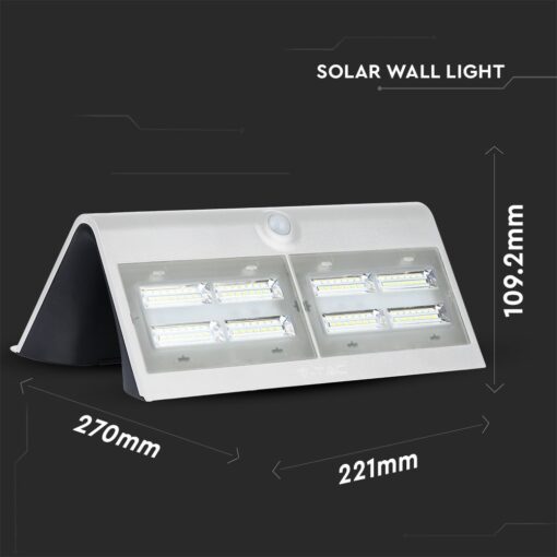 LED Ηλιακό Φωτιστικό 6.8W V-TAC με Αισθητήρα Αδιάβροχο IP65 Λευκό Πλαστικό Φυσικό Λευκό 4000K – 8278