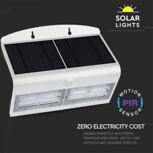 LED Ηλιακό Φωτιστικό 6.8W V-TAC με Αισθητήρα Αδιάβροχο IP65 Λευκό Πλαστικό Φυσικό Λευκό 4000K – 8278