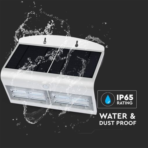 LED Ηλιακό Φωτιστικό 6.8W V-TAC με Αισθητήρα Αδιάβροχο IP65 Λευκό Πλαστικό Φυσικό Λευκό 4000K – 8278