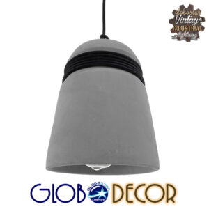 GloboStar® TRIBECA 01320 Μοντέρνο Industrial Κρεμαστό Φωτιστικό Οροφής Μονόφωτο Γκρι Τσιμέντο Καμπάνα Φ18 x Y26cm