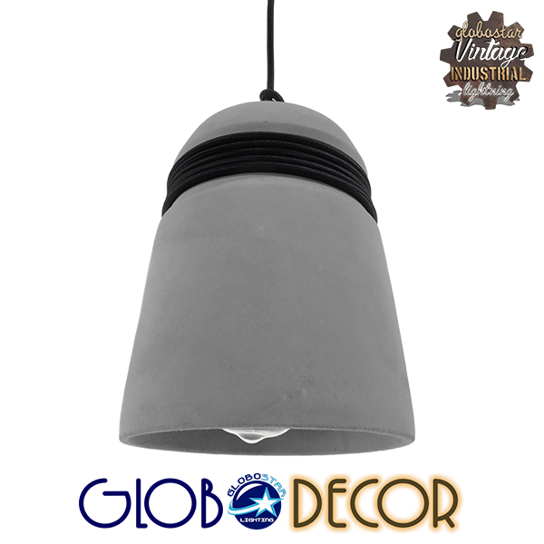 GloboStar® TRIBECA 01320 Μοντέρνο Industrial Κρεμαστό Φωτιστικό Οροφής Μονόφωτο Γκρι Τσιμέντο Καμπάνα Φ18 x Y26cm