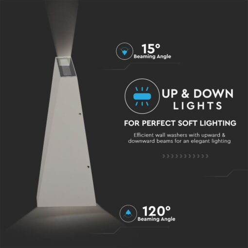 LED Φωτιστικό Τοίχου 6W V-TAC Γκρι Αδιάβροχο IP65 SMD Φυσικό Λευκό 4000Κ – 8300