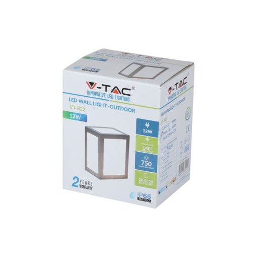 LED αδιάβροχο φωτιστικό 12W IP65 6400K Ψυχρό λευκό με γκρι σώμα V-TAC – 8339