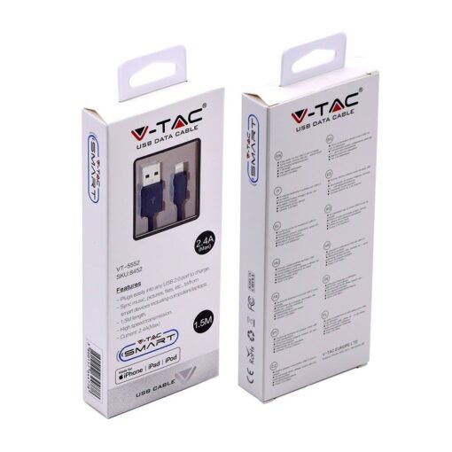 Καλώδιο Iphone 1.5m Μαύρου Χρώματος Με MFI V-TAC – 8452