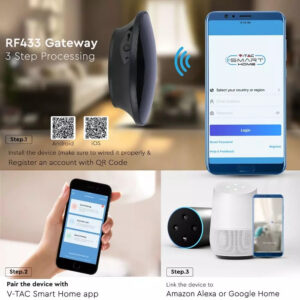 Wi-Fi Πύλη RF433 Smart Home Συμβατή Με Amazon Alexa & Google Home V-TAC – 8466