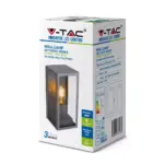 Επιτοίχιο φωτιστικό κήπου E27 IP44 Aluminum + Glass με Μαύρο σώμα V-TAC – 8517