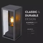 Επιτοίχιο φωτιστικό κήπου E27 IP44 Aluminum + Glass με Μαύρο σώμα V-TAC – 8517