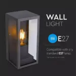 Επιτοίχιο φωτιστικό κήπου E27 IP44 Aluminum + Glass με Μαύρο σώμα V-TAC – 8517