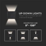 Επιτοίχιο Φωτιστικό Up-Down LED 11W V-TAC Μαύρο ΙP65 Θερμό Λευκό 3000K -218529