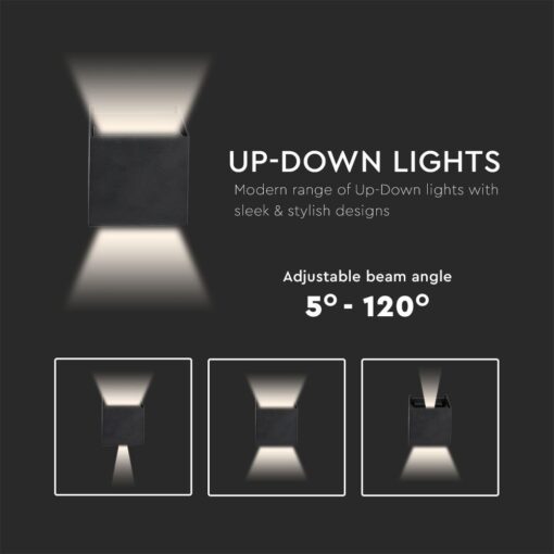 Επιτοίχιο Φωτιστικό Up-Down LED 11W V-TAC Μαύρο ΙP65 Θερμό Λευκό 3000K -218529