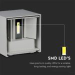 Επιτοίχιο Φωτιστικό Up-Down LED Γκρι ΙP65 Αλουμίνιο V-TAC 11W 4000K Φυσικό – 218532