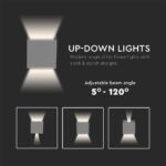 Επιτοίχιο Φωτιστικό Up-Down LED Γκρι ΙP65 Αλουμίνιο V-TAC 11W 4000K Φυσικό – 218532