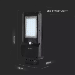 LED ηλιακό φωτιστικό δρόμου 15W Ψυχρό λευκό 6000K Μαύρο σώμα με ανιχνευτή για ιστό & τοίχο V-TAC – 8548