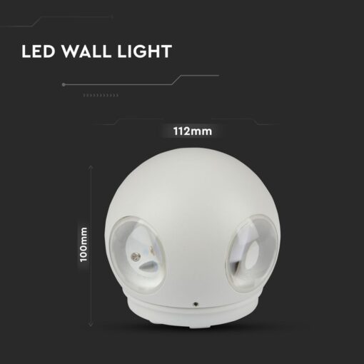 Επιτοίχιο Φωτιστικό LED Λευκό ΙP65 Αλουμίνιο V-TAC 4W 3000K Θερμό – 8551