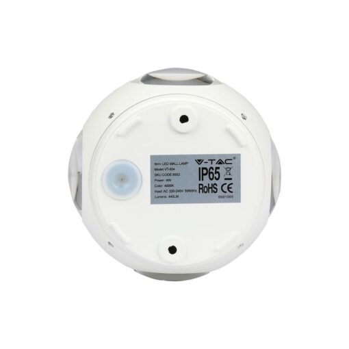 Επιτοίχιο Φωτιστικό LED Λευκό ΙP65 Αλουμίνιο V-TAC 4W 3000K Θερμό – 8551