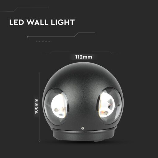 Επιτοίχιο Φωτιστικό LED Μαύρο ΙP65 Αλουμίνιο V-TAC 4W 3000K Θερμό – 218553