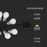 Γιρλάντα Κήπου Led Ηλιακή 10 Λάμπες IP44 3000K Μαύρου Χρώματος V-TAC – 8559
