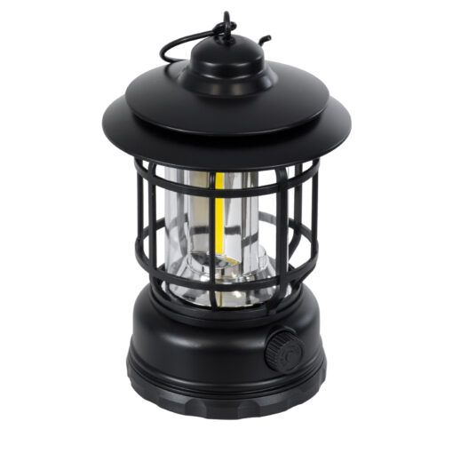 GloboStar® 85692 Αυτόνομο Επαναφορτιζόμενο Φανάρι Camping LED 5W USB 2.0 με Επαναφορτιζόμενη Μπαταρία 1 x 18650 2000mAh Li-ion – IP20 – Dimmable – Μαύρο με Διάφανο Γυαλί – Θερμό Λευκό 3000K Φ12 x Υ17cm