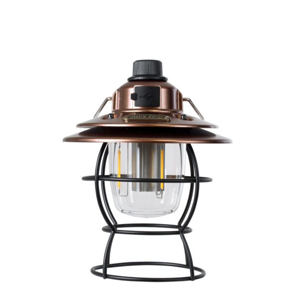 GloboStar® 85697 Αυτόνομο Φανάρι Camping LED 4W USB 2.0 με Επαναφορτιζόμενη Μπαταρία 1 x 18650 2000mAh Li-ion Power Bank IP20 Dimmable Καφέ με Διάφανο Γυαλί CCT Εναλλαγή Φωτισμού μέσω On/Off All In One Ψυχρό 6000K+Φυσικό 4500K+Θερμό 2700K Φ13.5 x Υ17.5cm