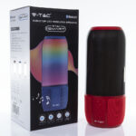 Φορητό Ασύρματο Ηχείο- Φωτιστικό Γραφείου Bluetooth με Μπαταρία και RGB LED Φωτισμό 6W V-TAC Κόκκινο – 8571
