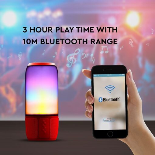 Φορητό Ασύρματο Ηχείο- Φωτιστικό Γραφείου Bluetooth με Μπαταρία και RGB LED Φωτισμό 6W V-TAC Κόκκινο – 8571