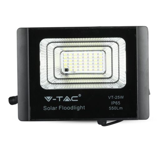 LED Προβολέας με Φ/Β Πανελ 12W Μαύρος V-TAC IP65 5000mAh DC 3.2V 120° 550lm Φυσικό Λευκό 4000K – 8573