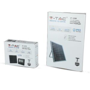 LED Προβολέας με Φ/Β Πανελ 12W Μαύρος V-TAC IP65 5000mAh DC 3.2V 120° 550lm Φυσικό Λευκό 4000K – 8573