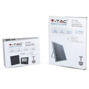 LED Προβολέας με Φ/Β Πανελ 16W Μαύρος V-TAC IP65 10000mAh DC 3.2V 120° 1050lm Φυσικό Λευκό 4000K – 8574