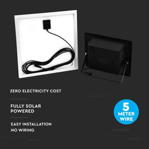 LED Προβολέας με Φ/Β Πανελ 20W Μαύρος V-TAC IP65 10000mAh DC 6.4V 120° 1650lm Φυσικό Λευκό 4000K – 8575