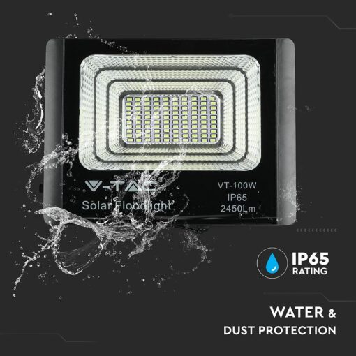 LED Προβολέας με Φ/Β Πανελ 20W Μαύρος V-TAC IP65 10000mAh DC 6.4V 120° 1650lm Φυσικό Λευκό 4000K – 8575