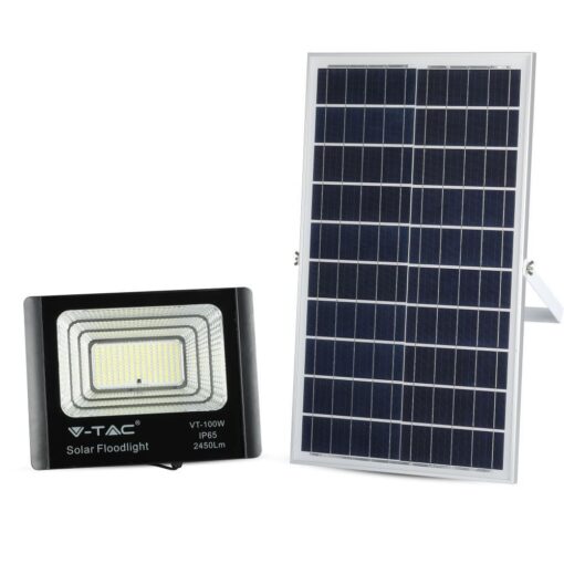 LED Προβολέας με Φ/Β Πανελ 35W Μαύρος V-TAC IP65 15000mAh DC 6.4V 120° 2450lm Φυσικό Λευκό 4000K – 8576