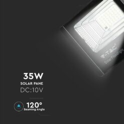 LED Προβολέας με Φ/Β Πανελ 35W Μαύρος V-TAC IP65 15000mAh DC 6.4V 120° 2450lm Φυσικό Λευκό 4000K – 8576