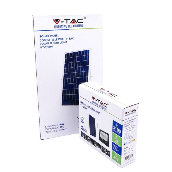 LED Προβολέας με Φ/Β Πανελ 40W Μαύρος V-TAC IP65 20000mAh DC 10V 120° 3100lm Φυσικό Λευκό 4000K – 8577