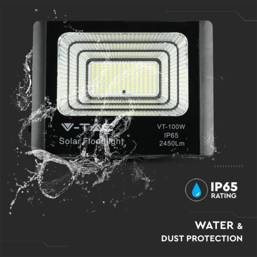 LED Προβολέας με Φ/Β Πανελ 35W Μαύρος V-TAC IP65 15000mAh DC 6.4V 120° 2450lm Φυσικό Λευκό 4000K – 8576