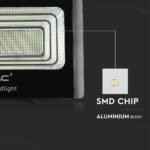LED Προβολέας με Φ/Β Πανελ 40W Μαύρος V-TAC IP65 20000mAh DC 10V 120° 3100lm Φυσικό Λευκό 4000K – 8577
