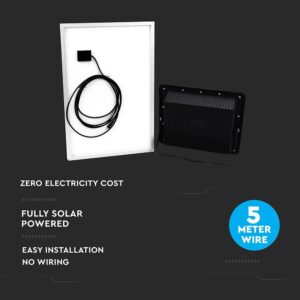 LED Προβολέας με Φ/Β Πανελ 50W Μαύρος V-TAC IP65 25000mAh DC 10V 120° 4200lm Φυσικό Λευκό 4000K – 8578