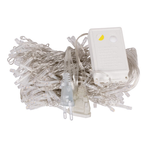 85800 Διακοσμητική Κουρτίνα 3 x 2 Μέτρα με Controller 8 Προγραμμάτων Φωτισμού – Επεκτεινόμενη 240 LED 6W AC 230V με Διάφανο Καλώδιο & Πρίζα Schuko IP20 Θερμό Λευκό 3000K Μ3 x Υ2m