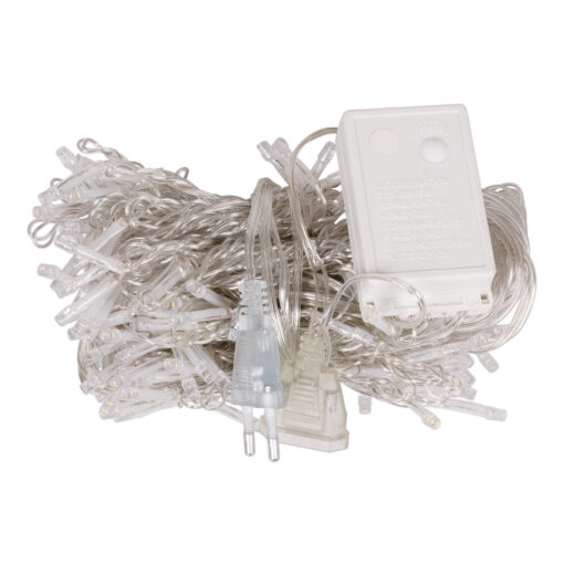 85801 Διακοσμητική Κουρτίνα 3 x 2 Μέτρα με Controller 8 Προγραμμάτων Φωτισμού – Επεκτεινόμενη 240 LED 6W AC 230V με Διάφανο Καλώδιο & Πρίζα Schuko IP20 Ψυχρό Λευκό 6000K Μ3 x Υ2m