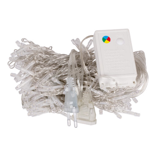 85802 Διακοσμητική Κουρτίνα 3 x 2 Μέτρα με Controller 8 Προγραμμάτων Φωτισμού – Επεκτεινόμενη 240 LED 6W AC 230V με Διάφανο Καλώδιο & EU Πρίζα IP20 Πολύχρωμο RGB Μ3 x Υ2m