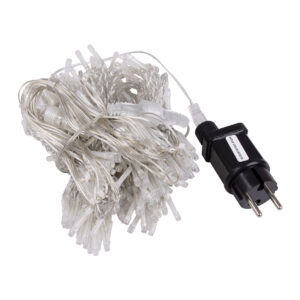 85804 Διακοσμητική Κουρτίνα 3 x 3 Μέτρα με Controller 8 Προγραμμάτων Φωτισμού – Επεκτεινόμενη 300 LED 6W AC 230V με Διάφανο Καλώδιο & Πρίζα Schuko Αδιάβροχη IP44 Ψυχρό Λευκό 6000K Μ3 x Υ3m